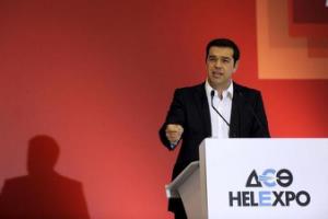 Former Greek prime minister and leader of leftist Syriza party Alexis Tsipras delivers a speech during the annual International Trade Fair of the northern city of Thessaloniki, Greece September 6, 2015. REUTERS/Alexandros Avramidis