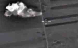 epa04960479 A handout frame grab taken from video footage released by the Russian Defence Ministry's press service 02 October 2015 shows an airstrike carried out by Russian warplanes allegedly against positions belonging to the group calling itself the Islamic State (IS) near Maarat al-Numaan, Syria. According to the Defence Ministry Russian Su-25 jets conducted two strike missions having previously destroyed weapons stores. However, many are concerned the locations of Russian strikes doe not match known locations of IS activities, instead targeting other Syria opposition groups. EPA/RUSSIAN DEFENCE MINISTRY PRESS SERVICE / HANDOUT HANDOUT EDITORIAL USE ONLY/NO SALES